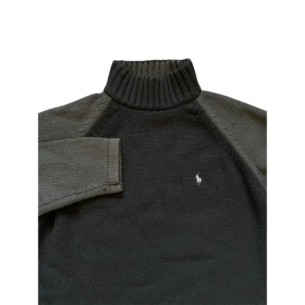 Vintage Polo by Ralph Lauren Wool Blend Mock Turtleneck Sweater Size XL Black